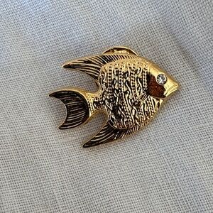 Gold Fish Brooch with crystal eye